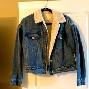 NWT TGLA women’s denim jacket medium wash sherpa lined sz S sold Francesca